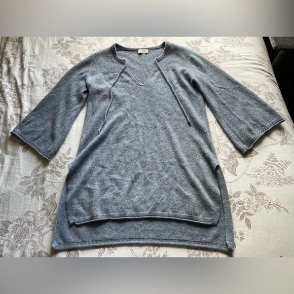 Wrap London 100% Cashmere Wide Sleeve Tunic Sweater Top 2 Blue Capsule Office - Picture 1 of 8